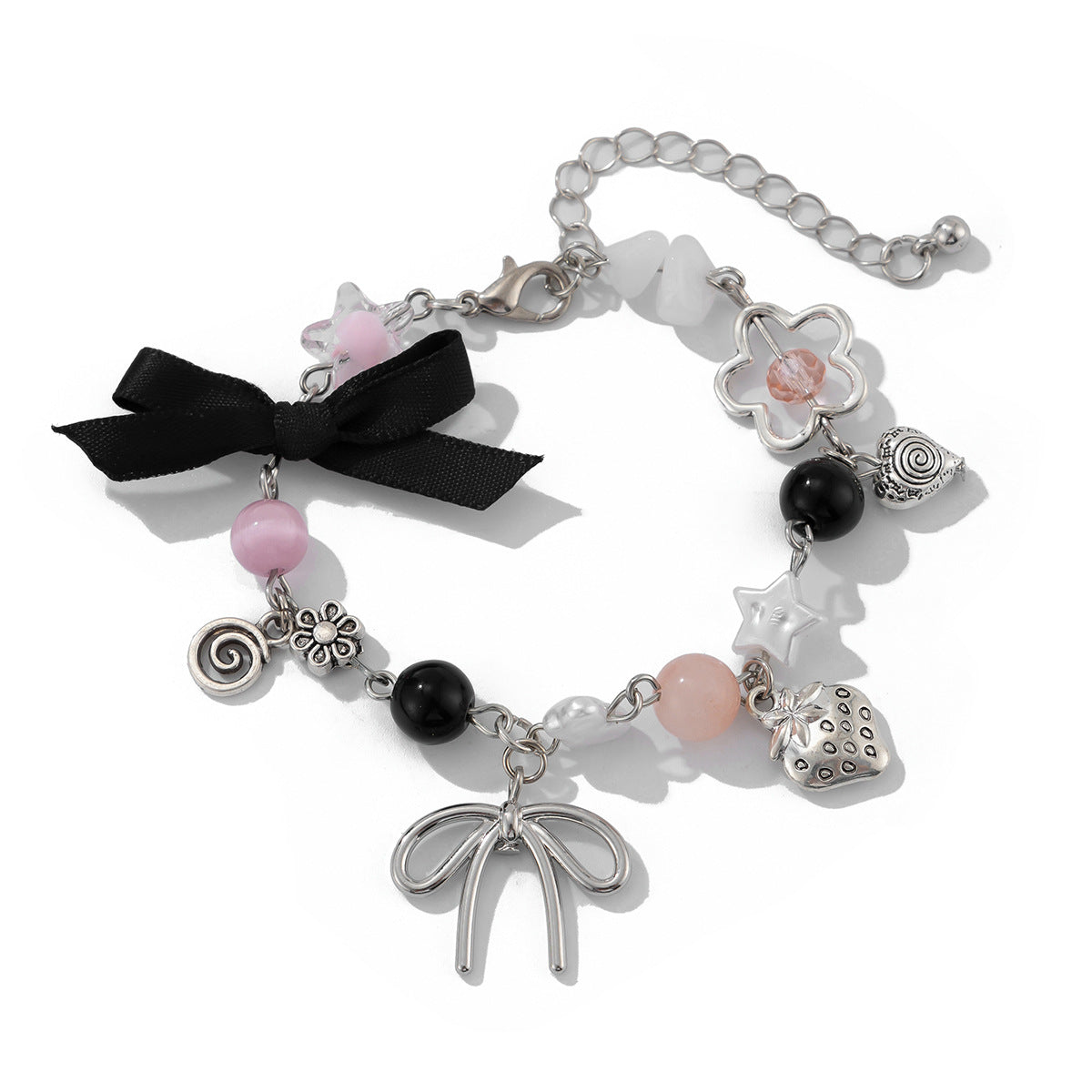 Planderful Pearl Bow Bracelet Imitation Pearls Fringed Statement Jewelry Lolita Style