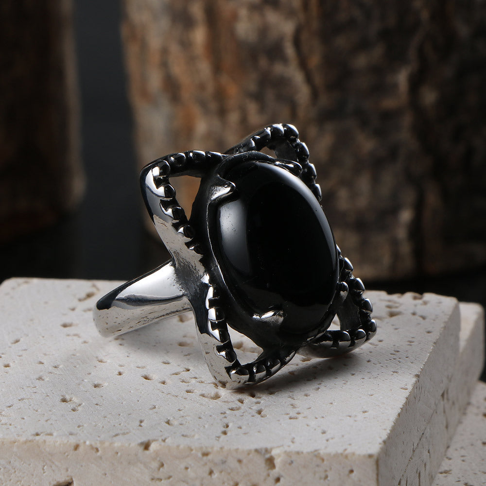 Stylish Turquoise Inlaid Rings for Women - Personalized Geometric Design in Titanium Steel