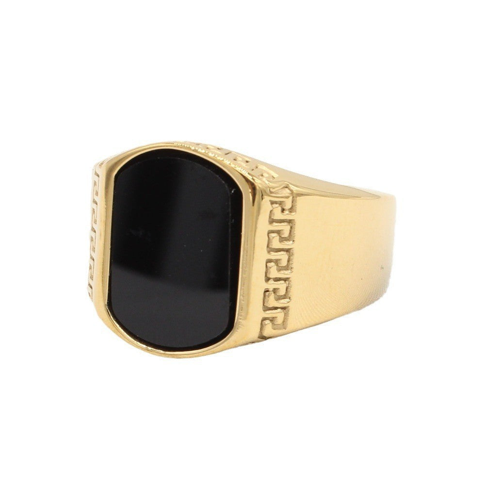 Planderful Titanium Steel Ring For Men And Unisex Turquoise Retro Statement Durable Fashion Accessory