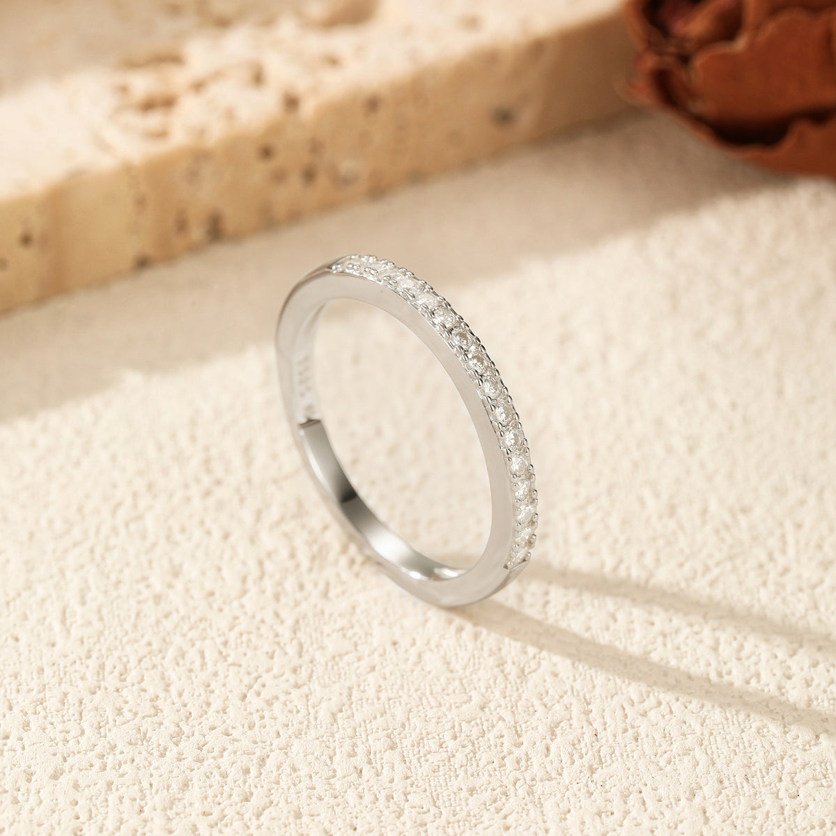 S925 Sterling Silver Moissanite Stacking Band