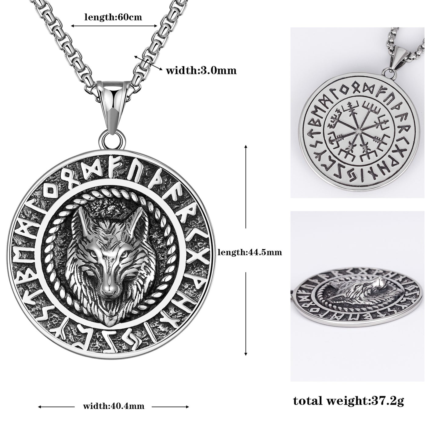 Steel Necklace - Vintage Nordic Rune Pendant