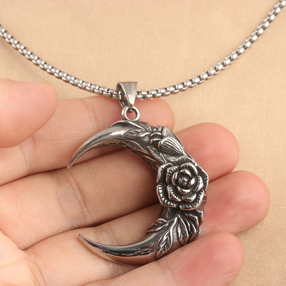 European And American Stainless Steel Moon Flower Pendant