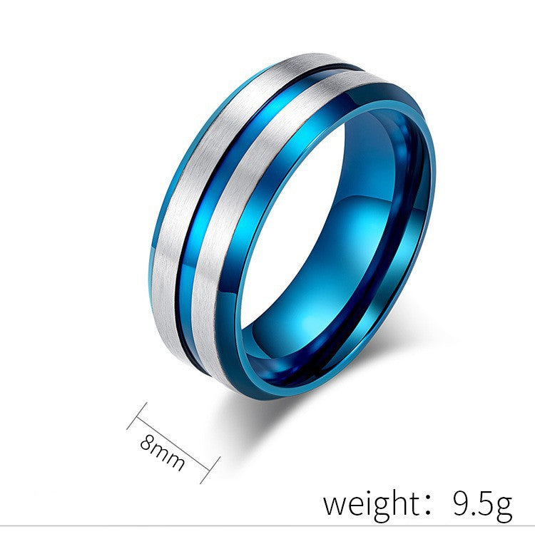 Planderful Mens Titanium Steel Ring 8mm Wide Matte Brushed Double Beveled Everyday Versatile Jewelry
