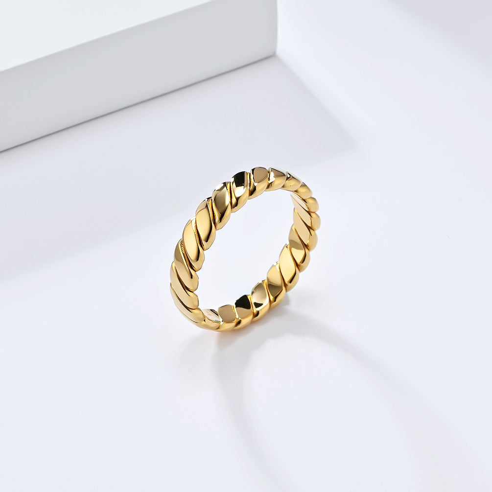 Steel Ring – Minimalist European American Style Geometric Twist Ring For Everyday Wear
