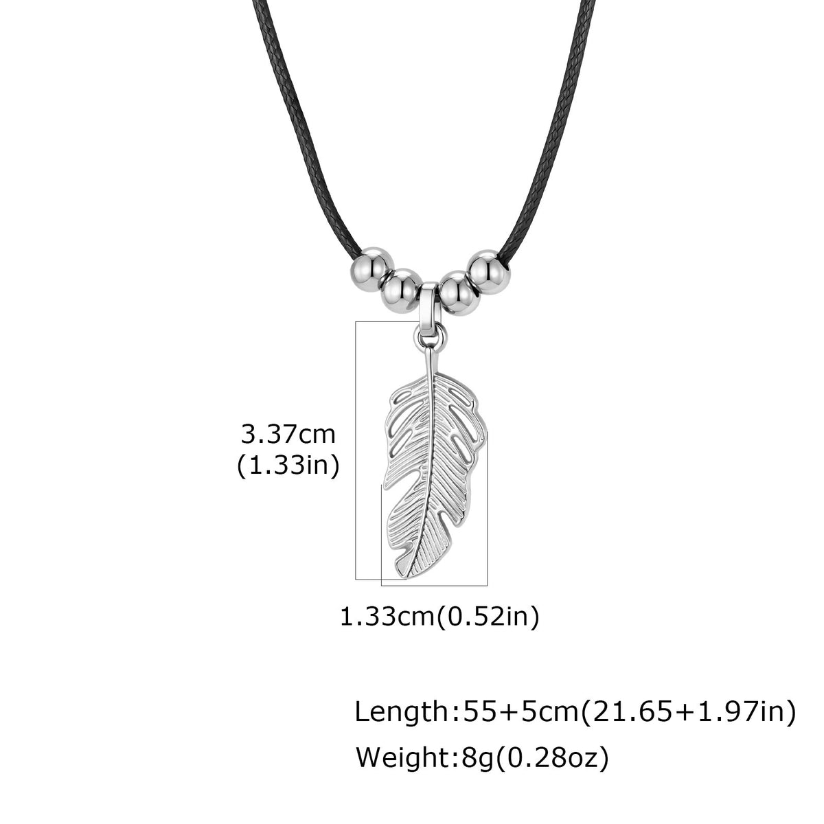 Stainless Steel Leaf Steel Ball Wax Rope Collarbone Chain Gothic Necklace
