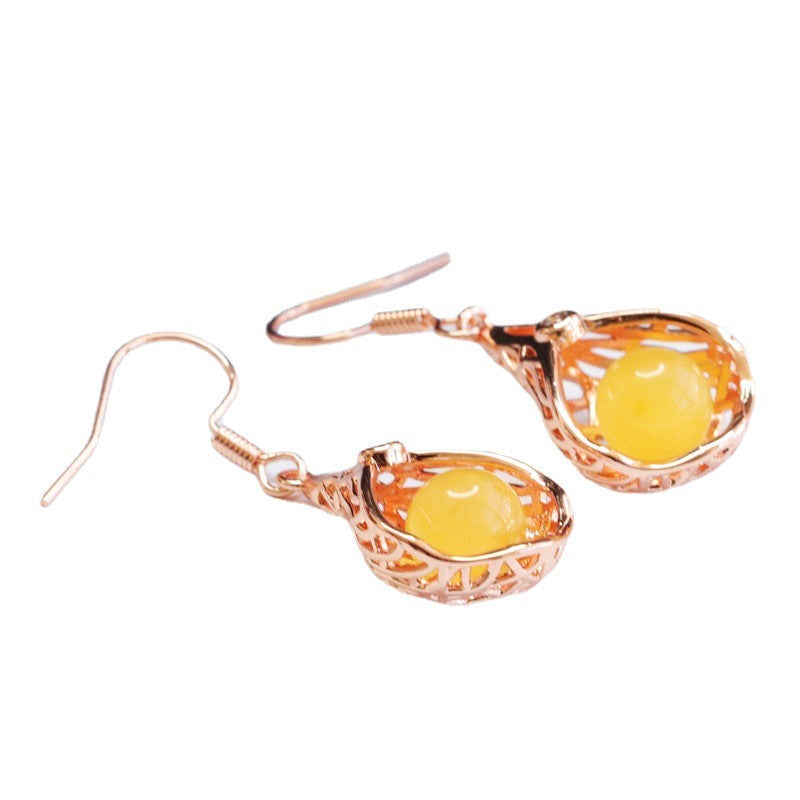 Beeswax Amber Swing Drop Earrings