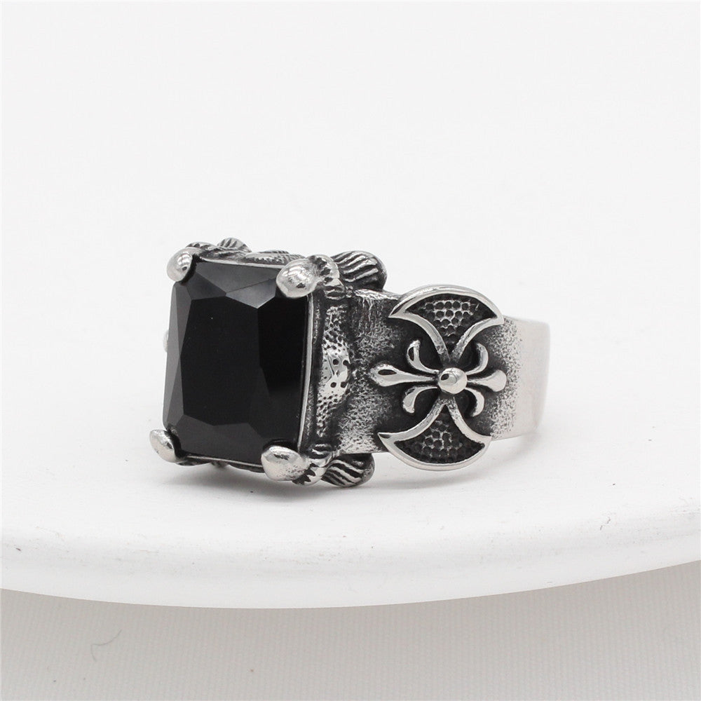 Planderful Viking Axe Ring Zircon Unisex Retro Steel Jewelry For Men And Women Wearable Statement