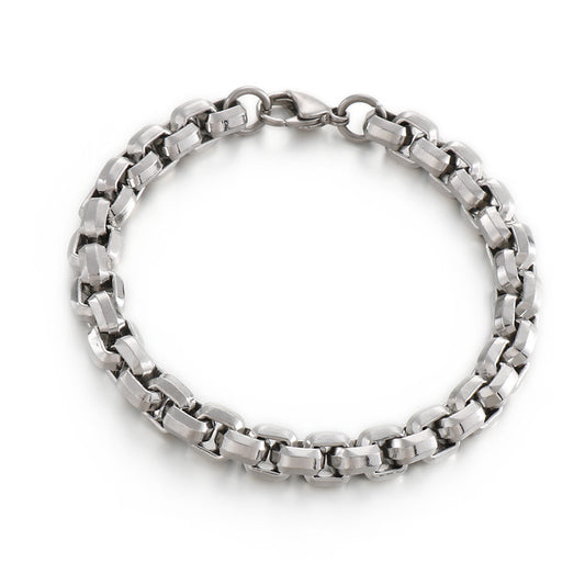Stainless Steel, Trends, Edging Square Pearl Chain, Titanium Steel Men's Necklace Bracelet.