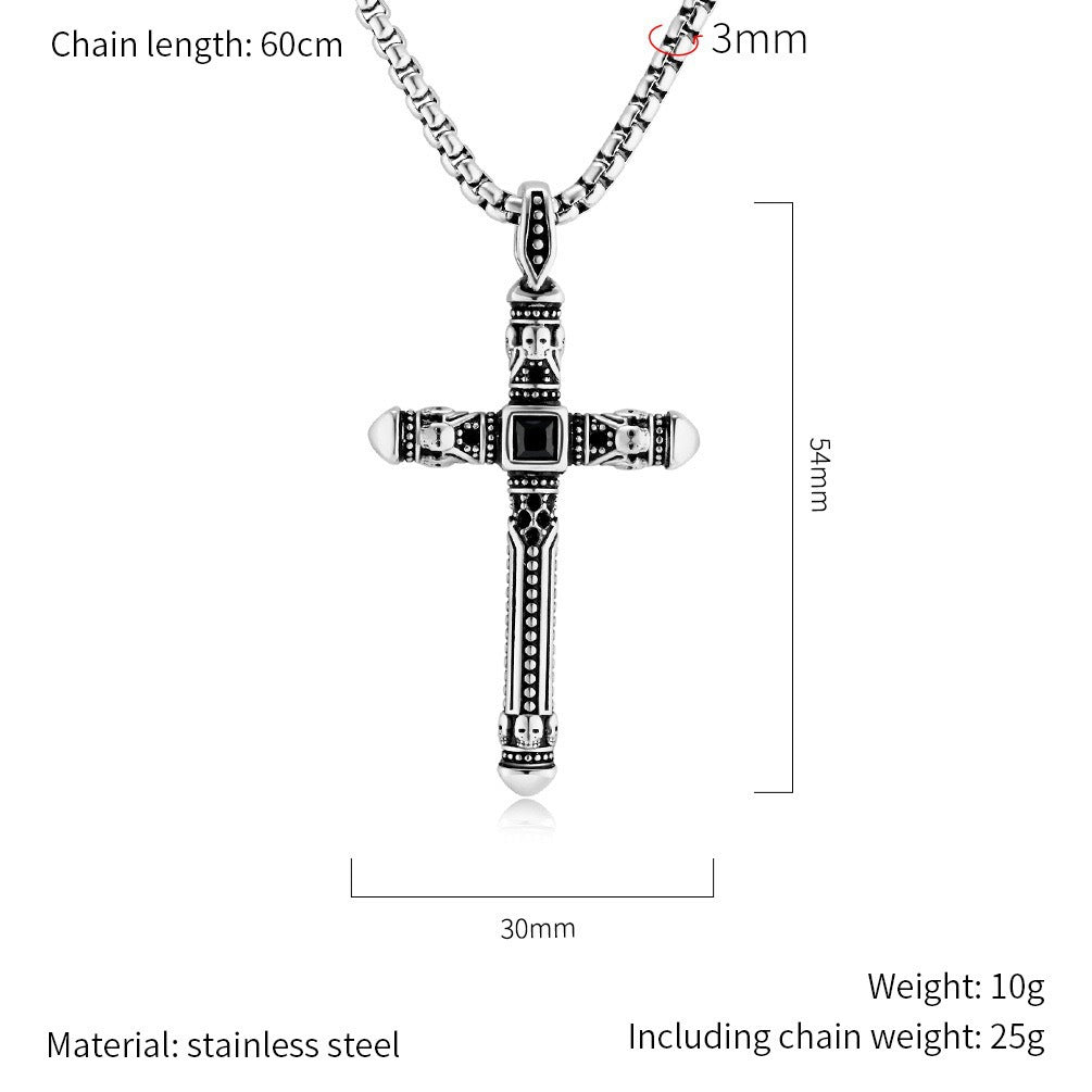 Planderful Stainless Steel Cross Necklace For Men Timeless Vintage Style Engraved Gift