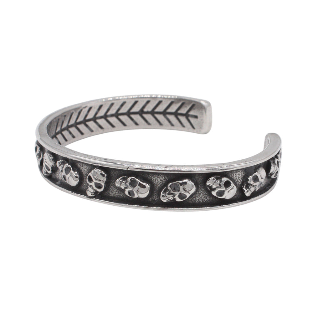 Planderful Titanium Skull Bracelet Unisex Opening Design Durable Protection Statement For Men And Women