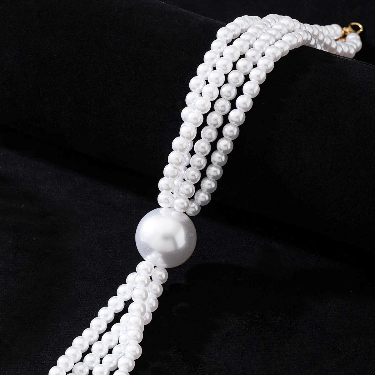 Planderful Vienna Verve Necklace – Elegant Three Layers of Imitation Pearls