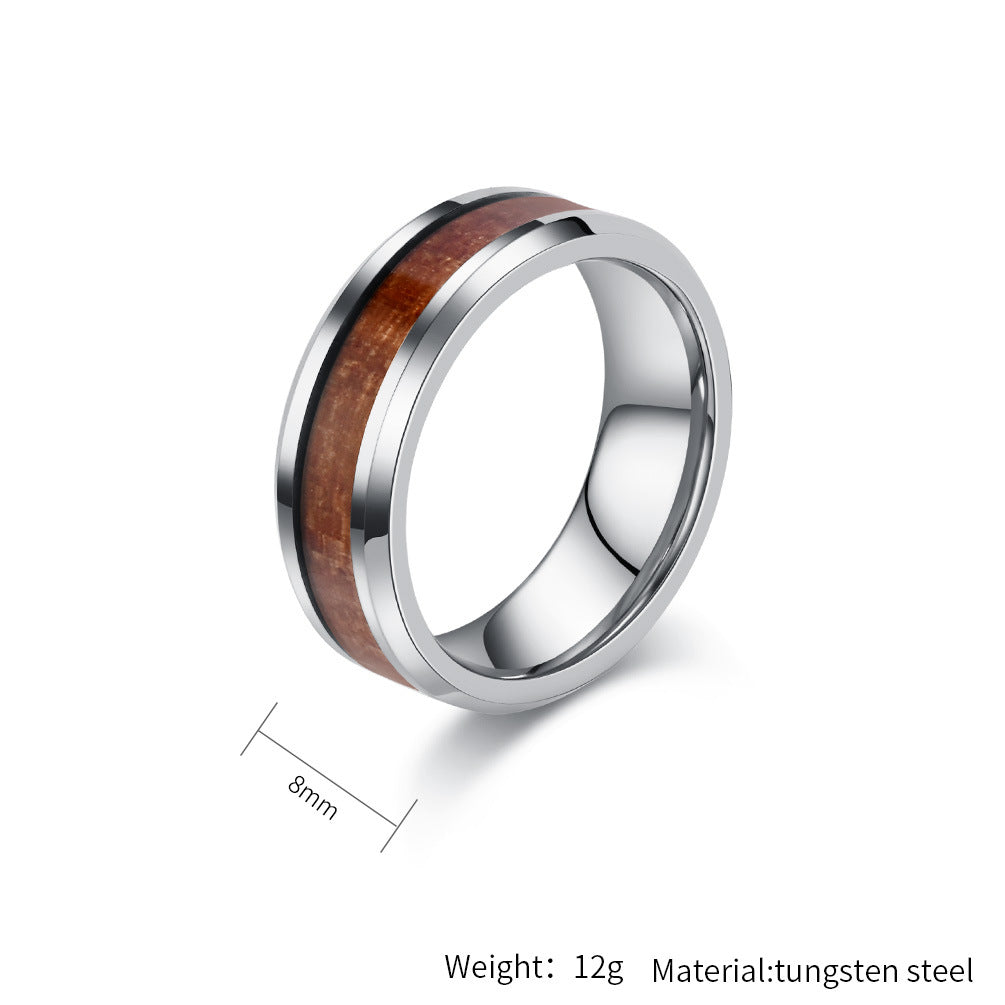Planderful Everyday Genie Durable Tungsten Wood Grain Ring Unisex Luxury Jewelry For Men Women