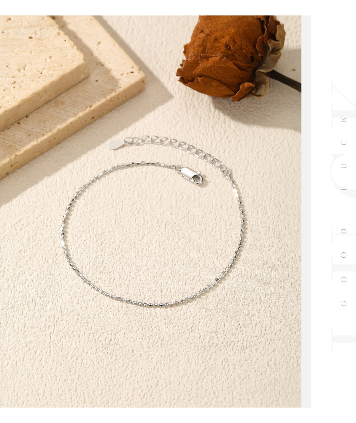 925 Sterling Silver Fine Plain Chain Bracelet