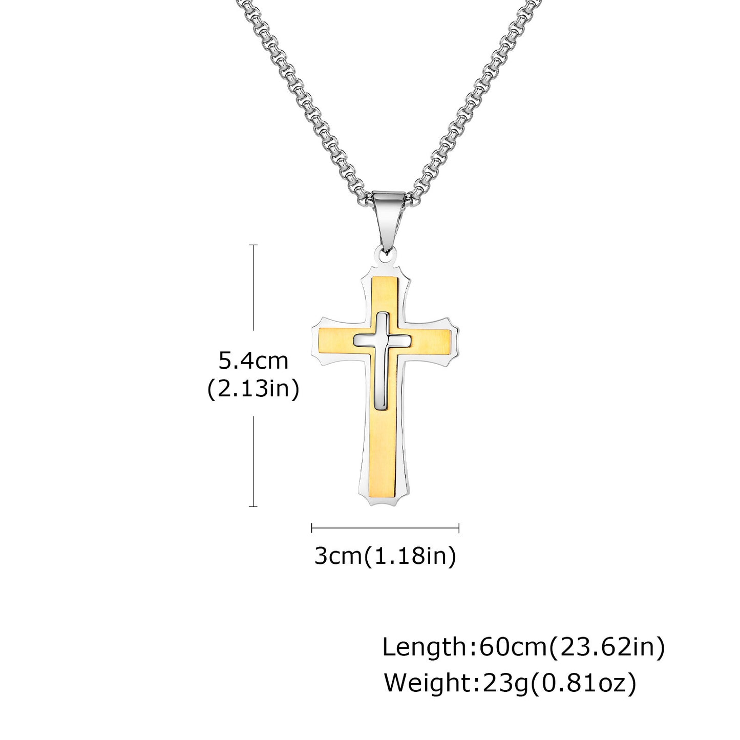 Jewelry European And American Accessories Stainless Steel Three Layer Cross Pendant Necklace For Men