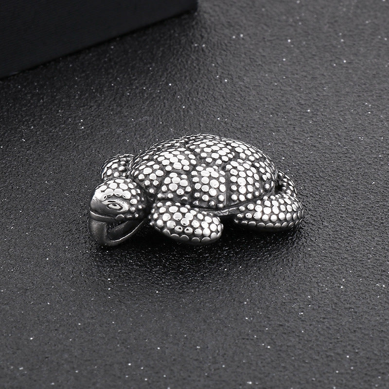 Old Creative Turtle Pendant, Retro Polka Dot Flower Turtle Devil's Eye Titanium Necklace