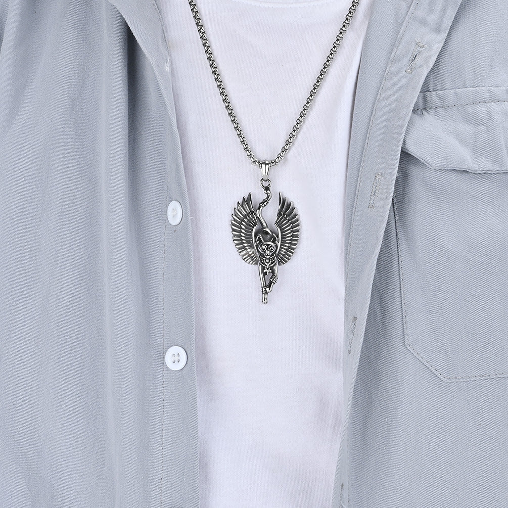 Vintage Egyptian Cat God Stainless Steel Necklace Unisex