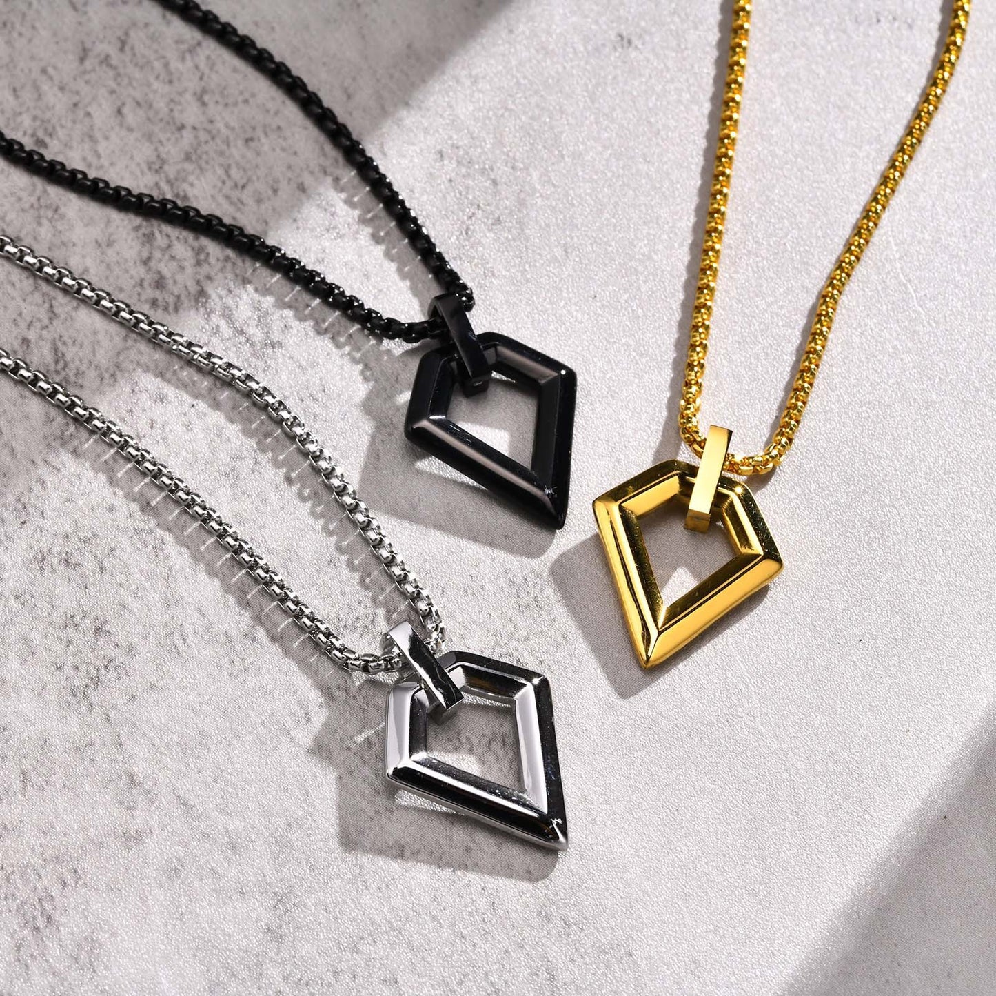 Stainless Steel Geometric Men's Pendant Hip Hop Necklace