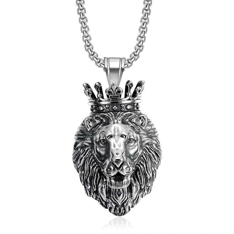 Titanium Steel Lion Head Pendant Necklace By Planderful Bold Gold Plated For Hip Hop Fans