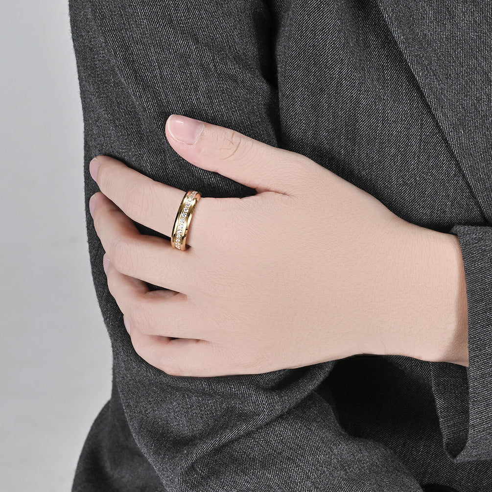 Planderful Everyday Genie Titanium Steel Zircon Ring for Couples - Elegant Wedding Proposal Jewelry for Men and Women