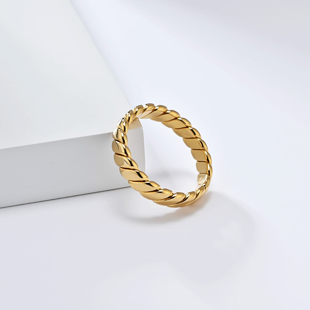 Steel Ring – Minimalist European American Style Geometric Twist Ring For Everyday Wear