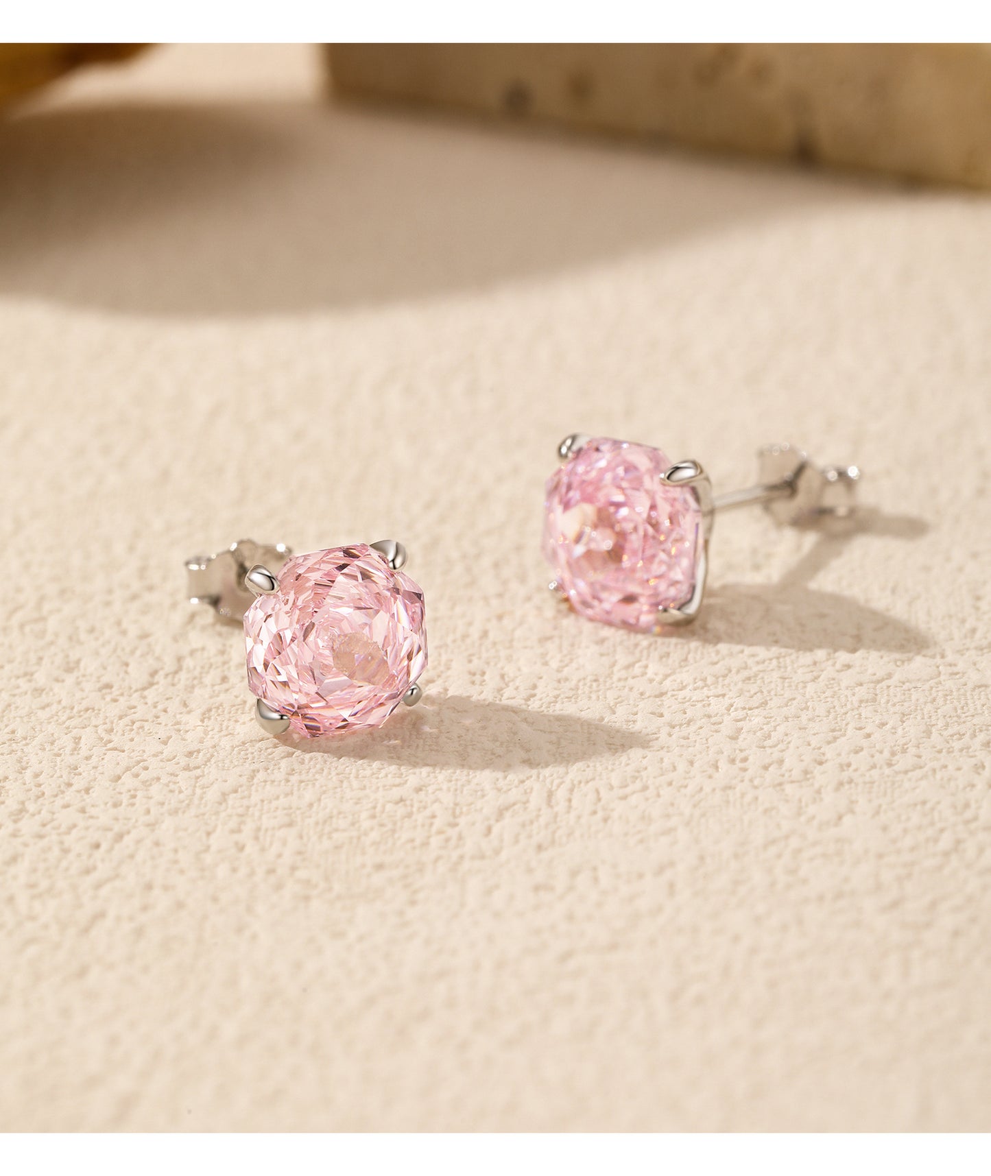 Planderful Everyday Genie Earrings – Elegant Pink Rose Cut Zircon Design