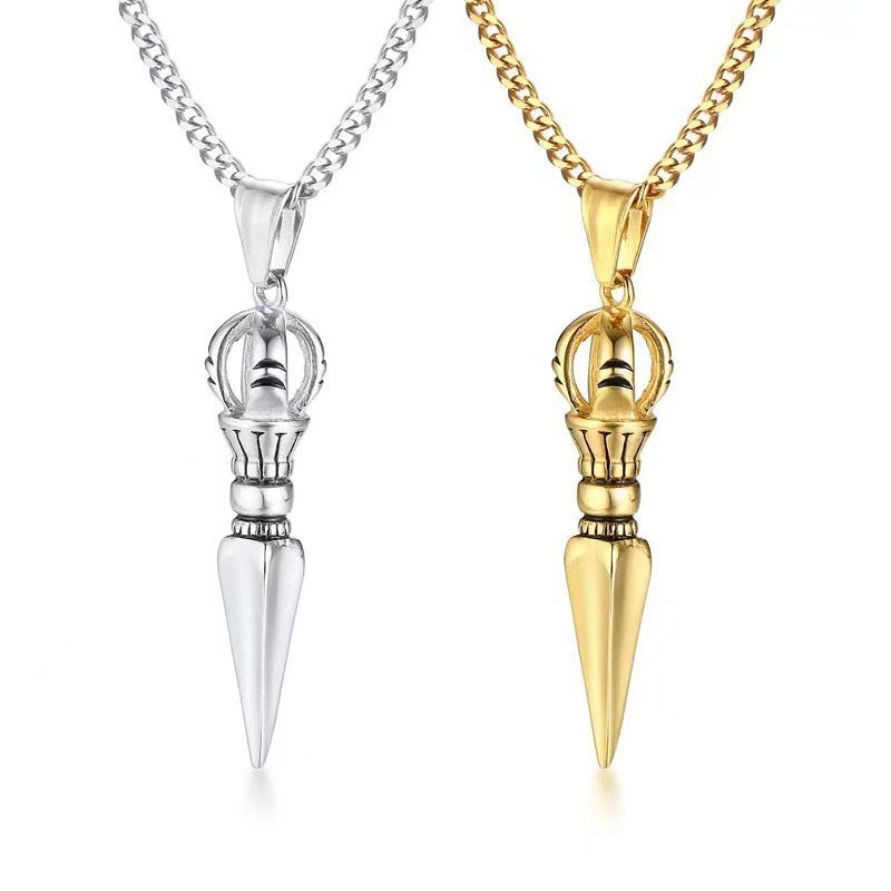 Planderful Vajra Pendant Necklace For Men In Titanium Steel Durable Retro European American Style