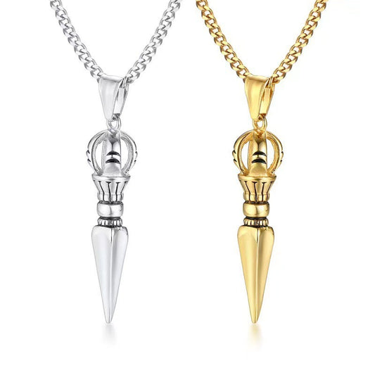Planderful Vajra Pendant Necklace For Men In Titanium Steel Durable Retro European American Style
