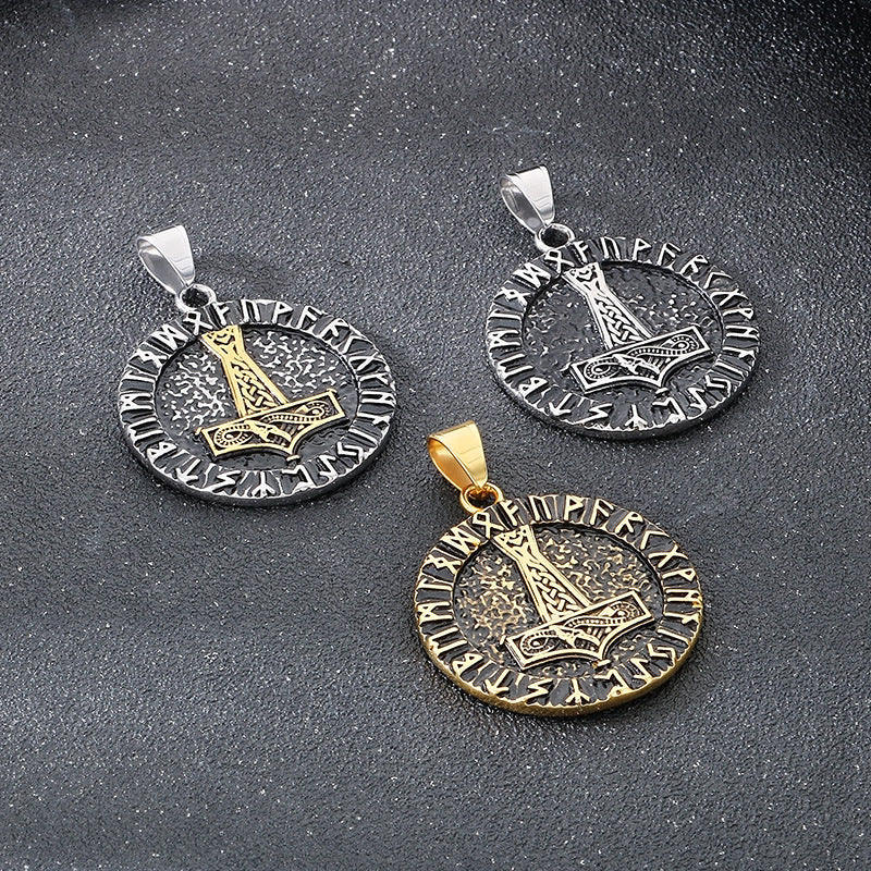 Planderful Thor Hammer Pendant Men Double Sided Stainless