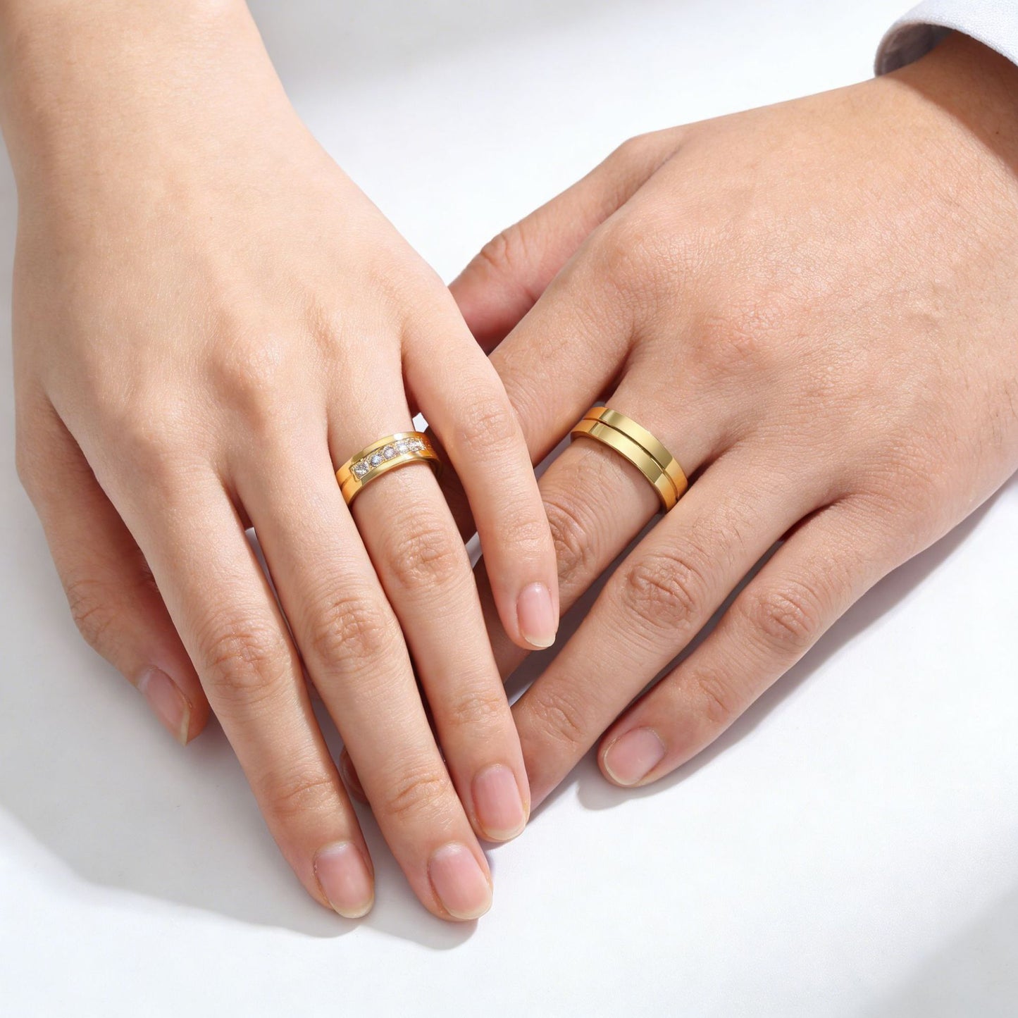 Planderful Titanium Steel Zircon Couple Ring Unisex Wedding Engagement Durable Fade Resistant Jewelry