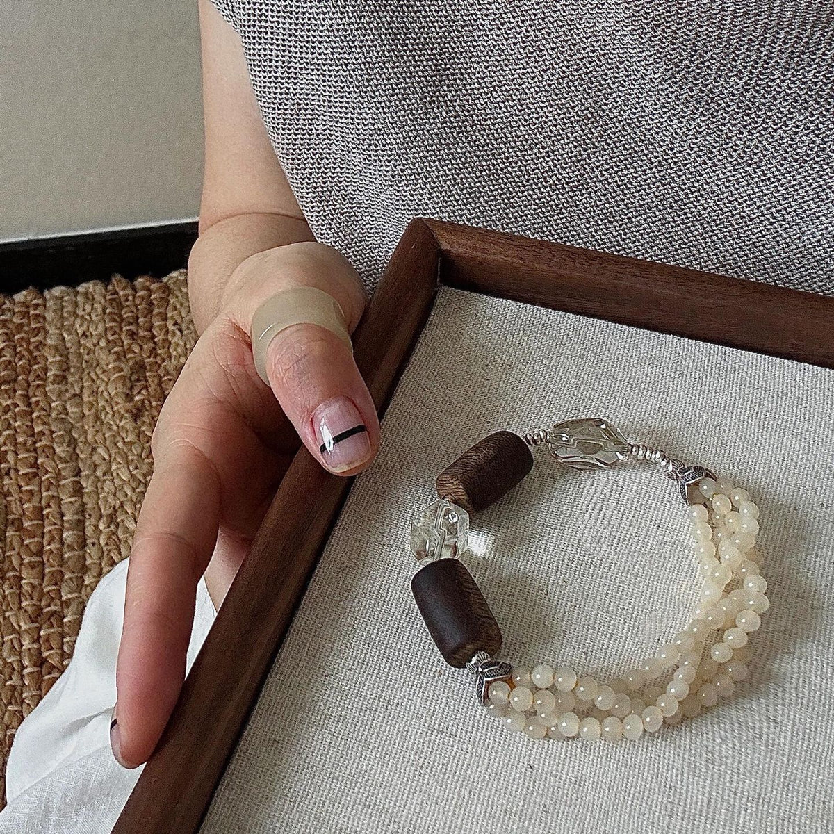Hetian Jade Agarwood Crystal Bracelet