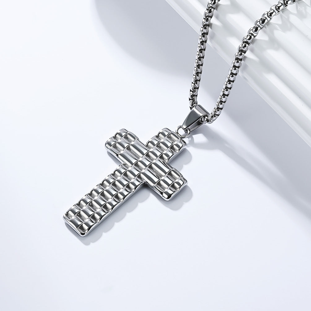 Cross Necklace for Men by Planderful Everyday Genie Steel Pendant Versatile Light Luxury Jewelry for Him