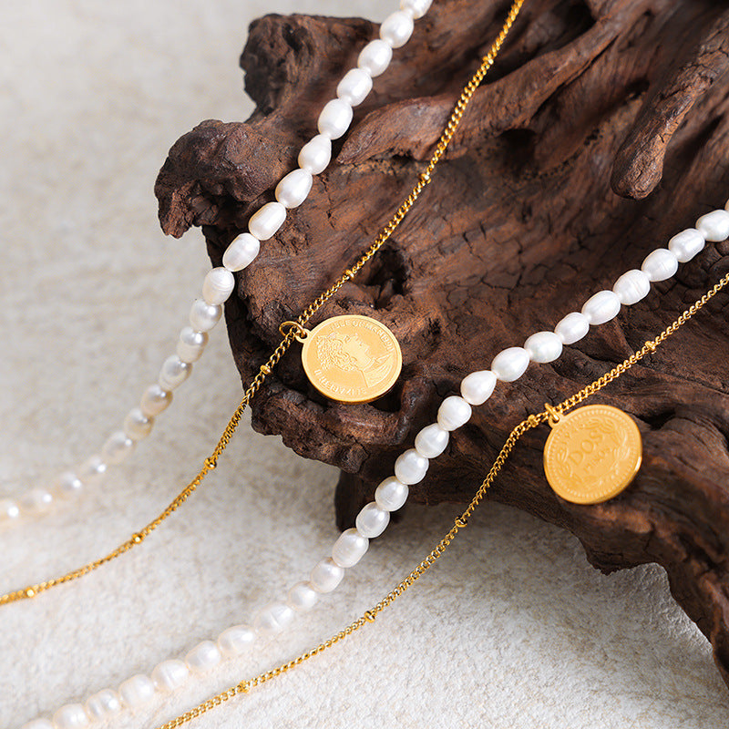Classic Elegance Pearl and Gold Double-Layer Necklace