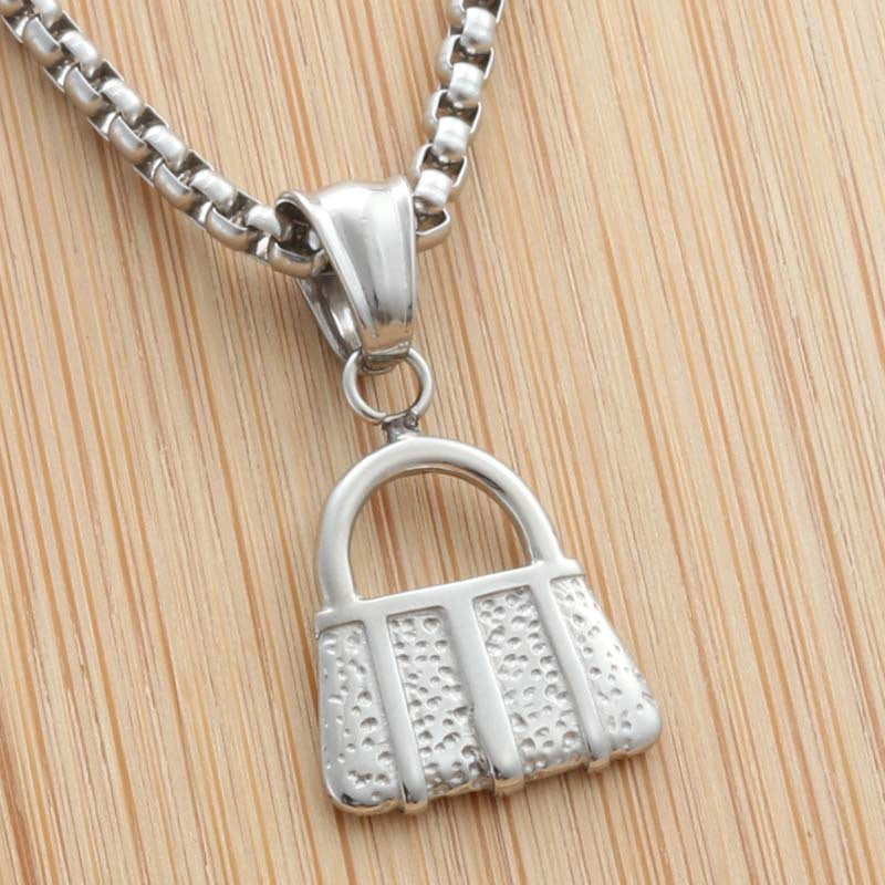 Punk-Inspired Titanium Steel Handbag Pendant Necklace for Trendy Women