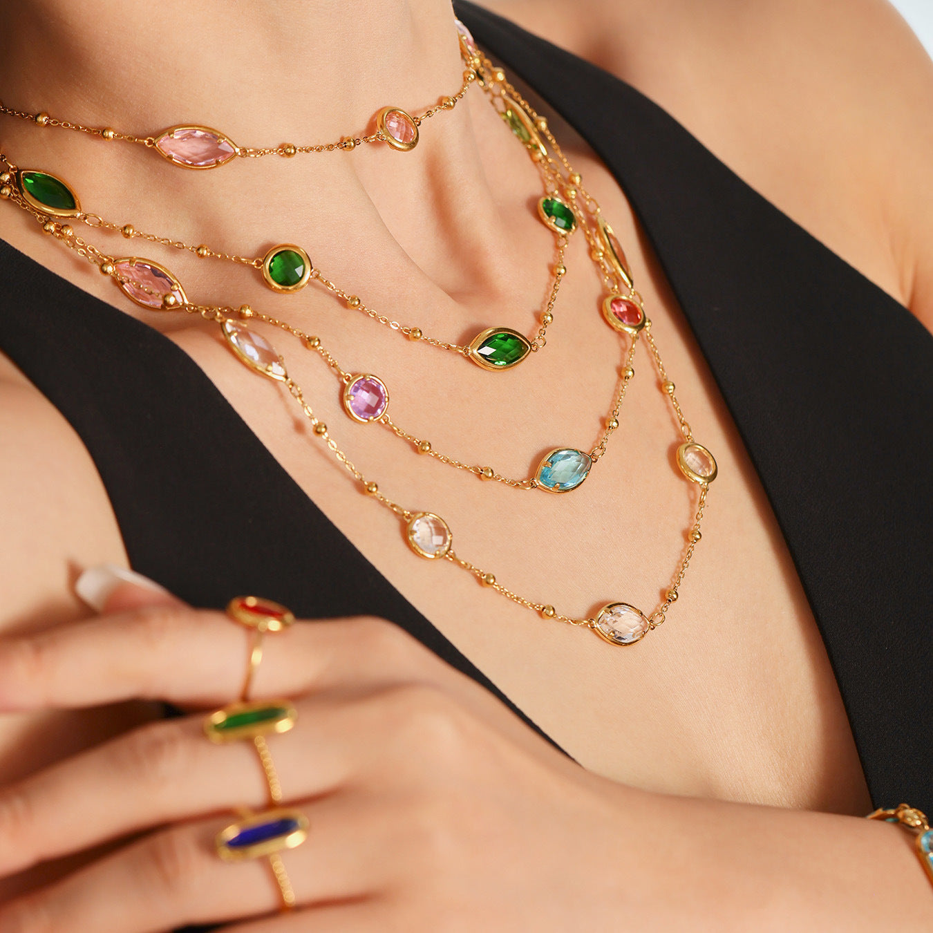 Planderful Glass Ball Necklace Women Stainless Steel Lux