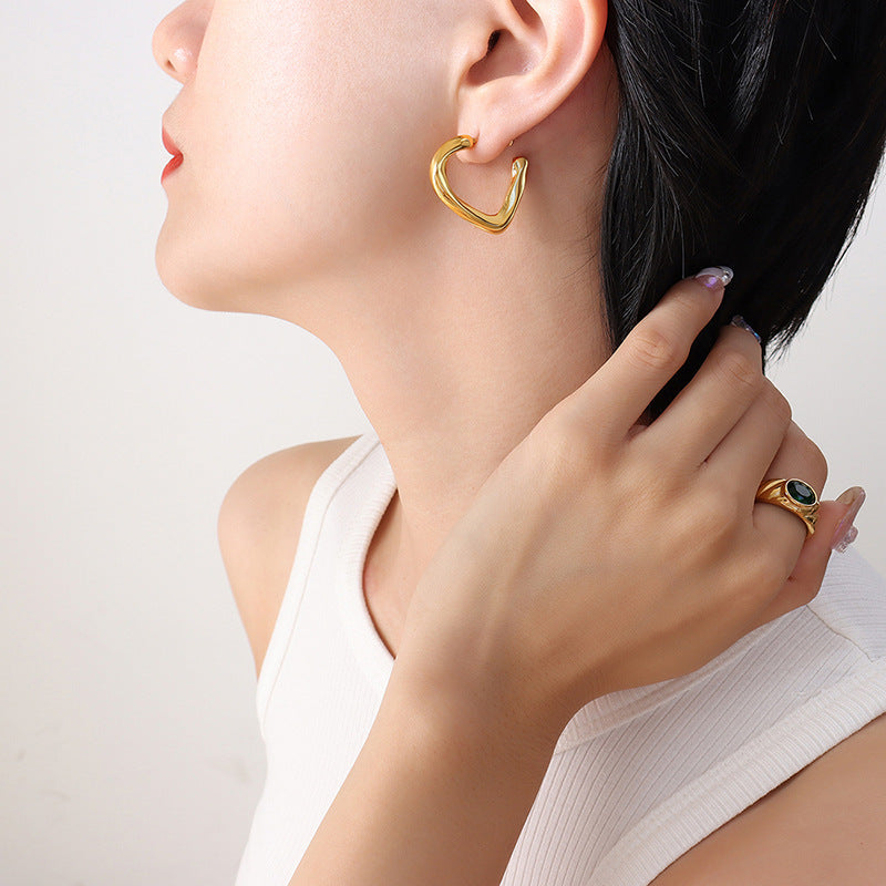 Geometric Minimalist Gold-Plated C-Shaped Earrings - Trendy Ear Jewelry