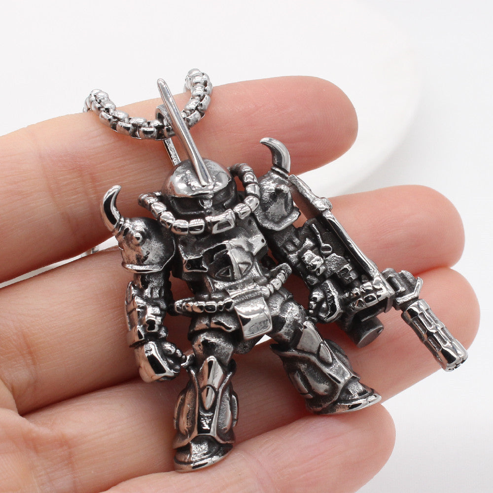 Personalized Retro Transformers Titanium Steel Pendant for Men - European and American Style Wholesale Jewelry