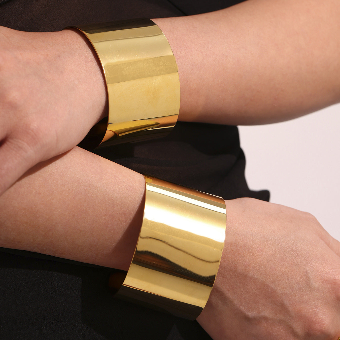 Planderful Stainless Steel Wide Gold Bracelet For Women