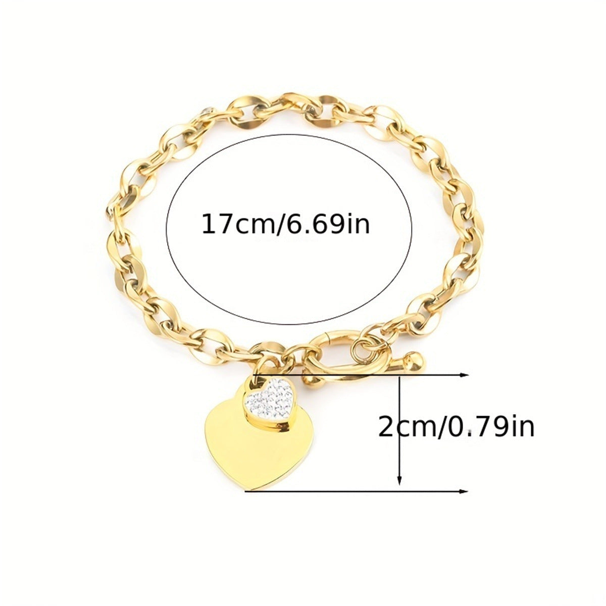 Planderful Jewelry Elegant Heart Shaped Buckle Stainless Steel Bracelet For Everyday Wear Gift