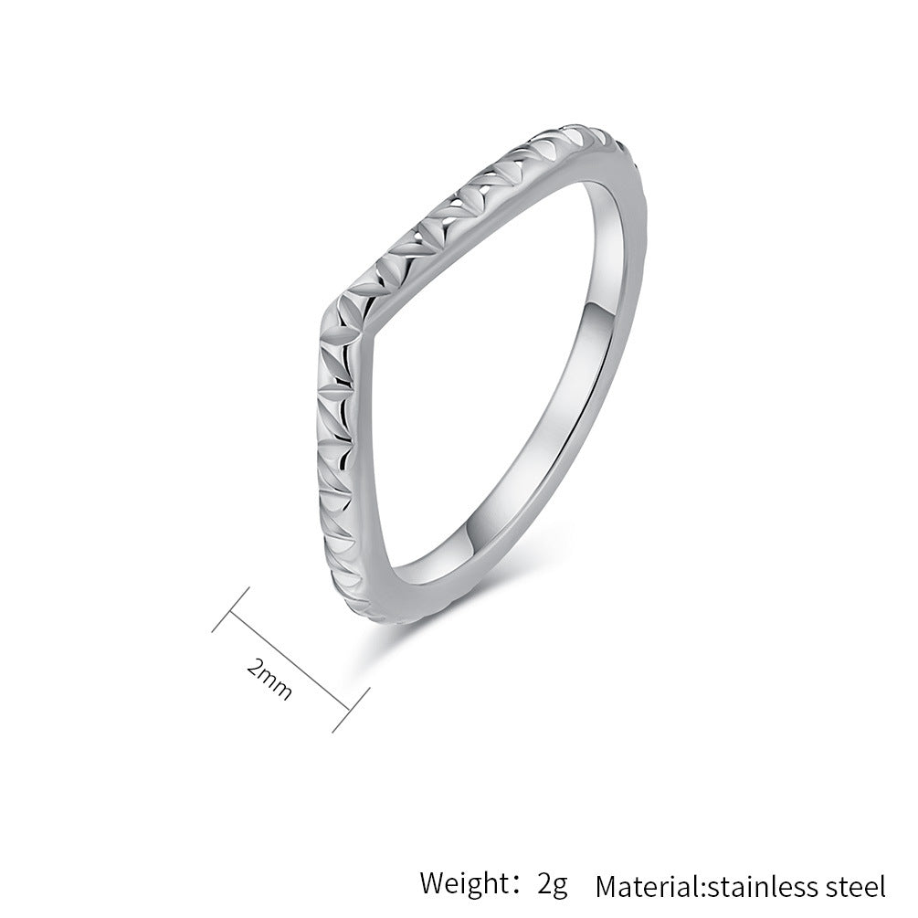 Planderful Stacked Titanium Steel Ring Set For Women Elegant Light Luxury Three Piece Jewelry