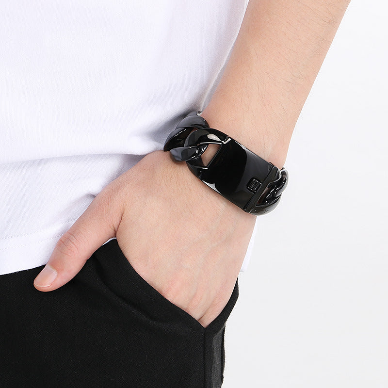 Mens Bold Stainless Steel Cuban Chain Bracelet Planderful