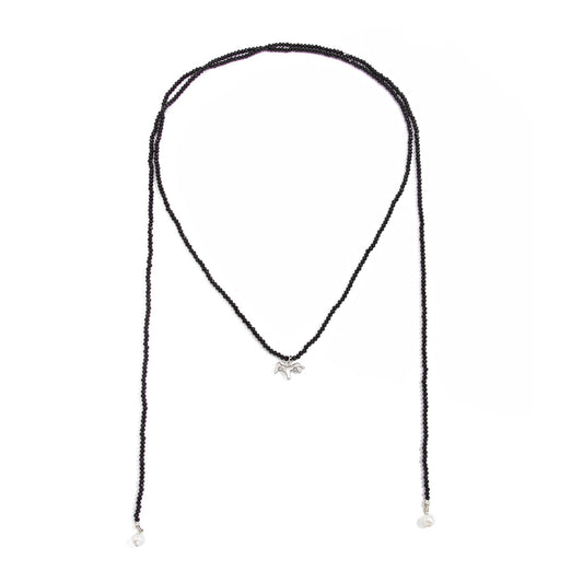 Long Winding Beaded Necklace Pearl Pony Pendant