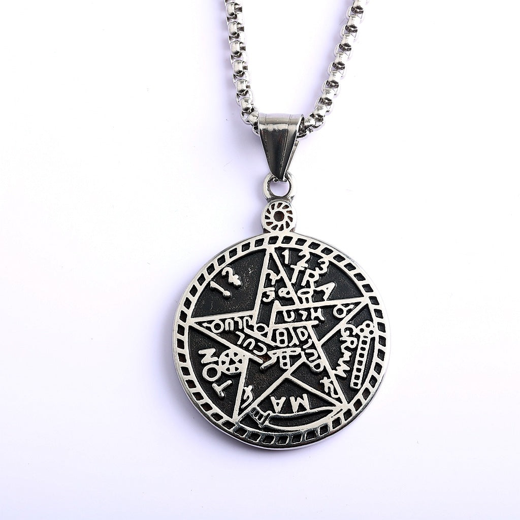 Vintage Single-Sided Stainless Steel Pendant Necklace