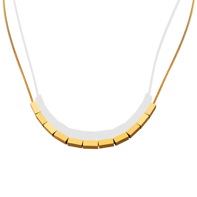 Summer Geometric Block Pendant Necklace - Chic Gold Plated Wholesale Accessory