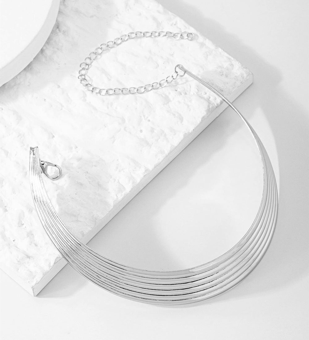 Bold and Stylish Metal Threaded Neck Chain Necklace with Cross Pendant