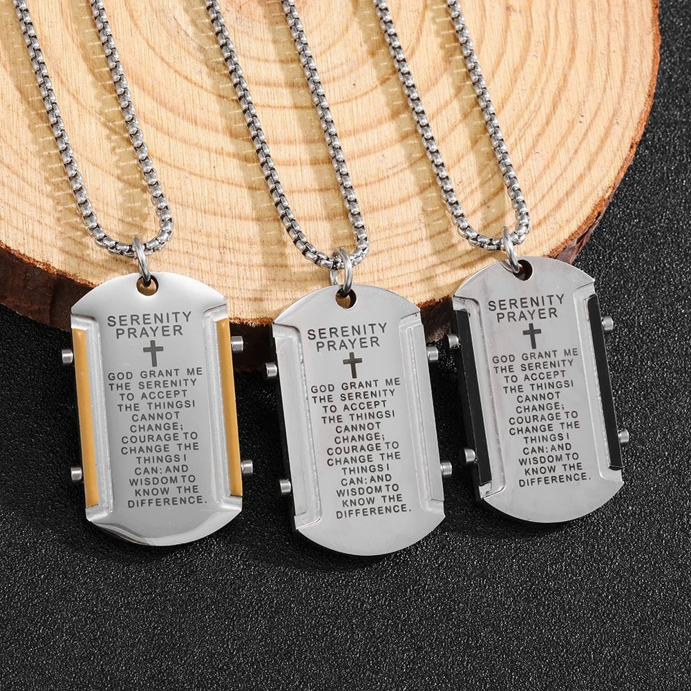 Planderful Personalized Tag Necklace Stainless Steel For Men Gift For Him Punk Square Pendant