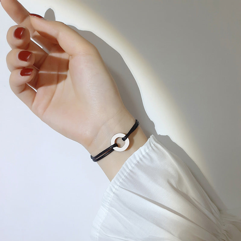 Jewelry Circle Stainless Steel Woven Bracelet Adjustable Length for Men