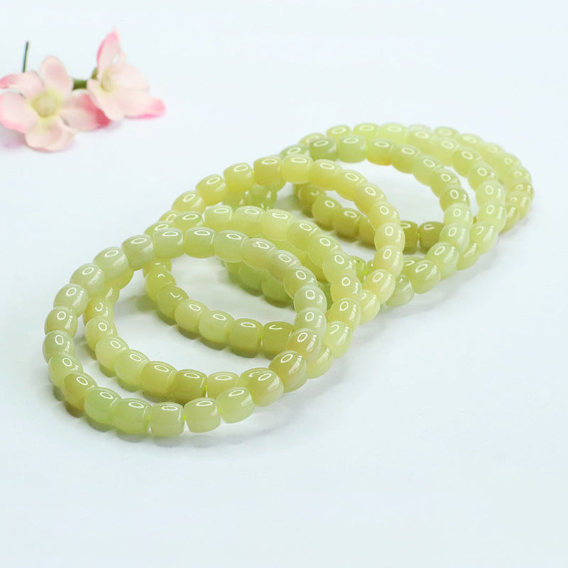 Yellow-Green Hetian Jade Straight-Cut Bracelet