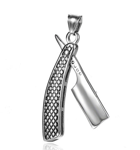 Personalized Titanium Steel Retro Razor Pendant for Men and Unisex Jewelry by Planderful