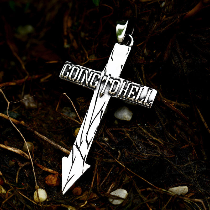 Retro Titanium Steel Arrow Pendant for Men - Simple Stainless Steel Cross Design