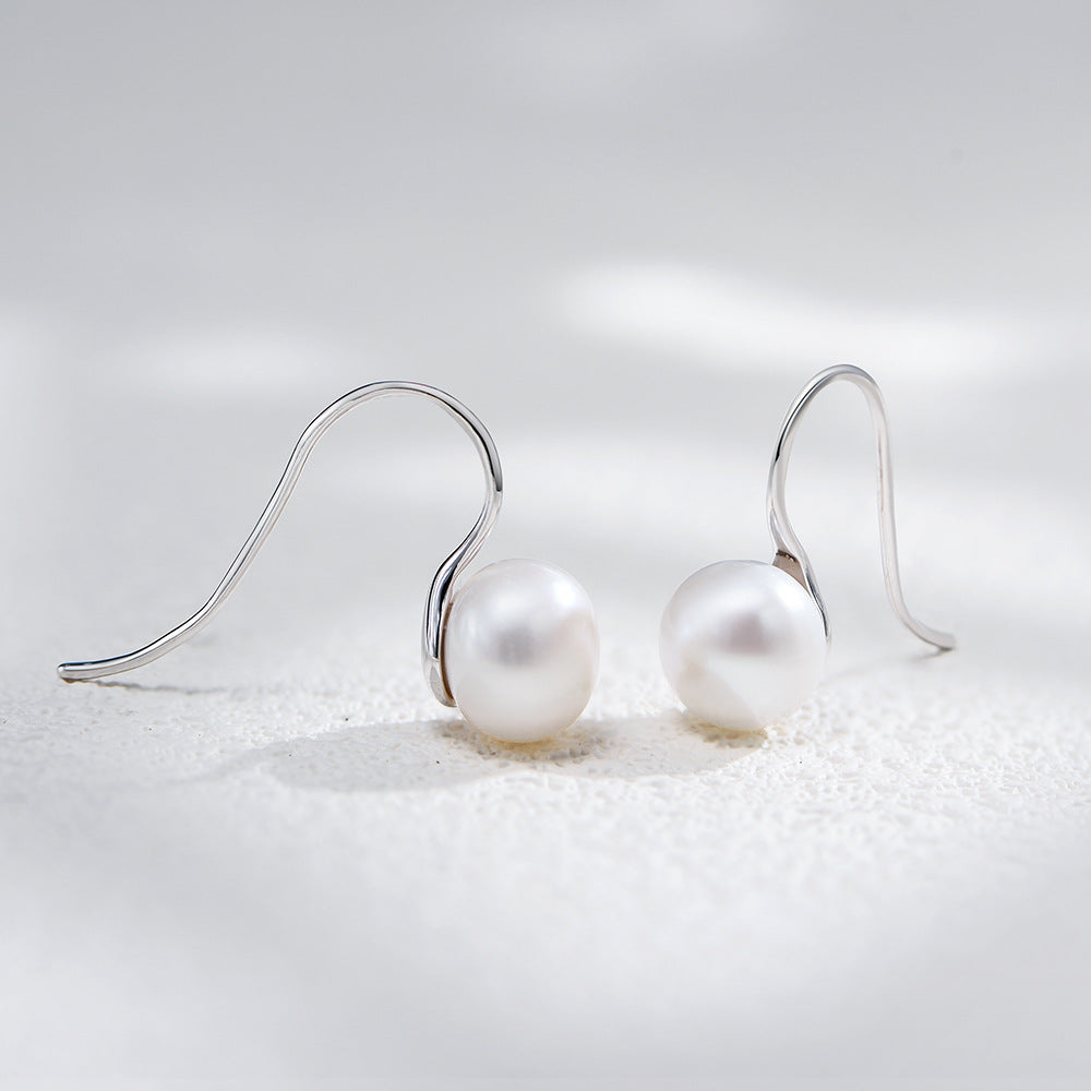 Planderful Natural Freshwater Pearl Earrings For Women Sterling Silver S925 French Hook Classic Minimalist Design